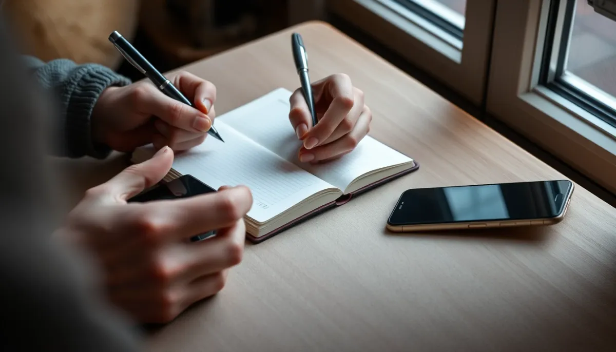Préparation d'une consultation de voyance : prise de notes et téléphone à portée de main