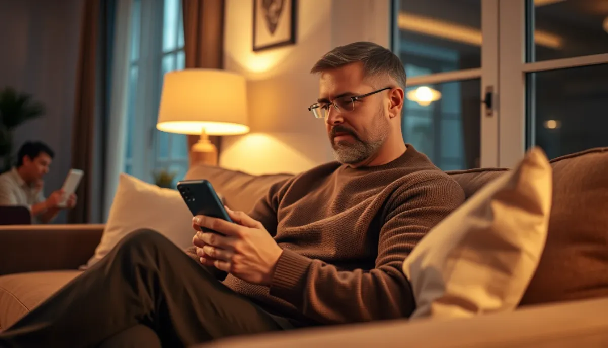 Personne assise confortablement pour une consultation de voyance par téléphone