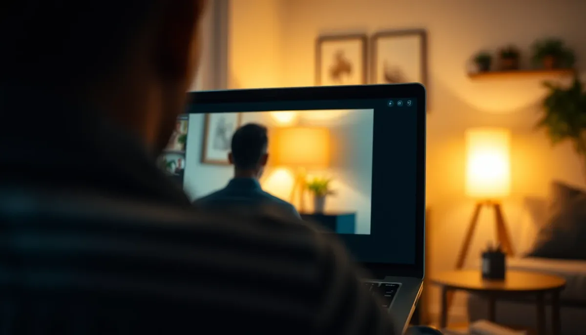 Appel vidéo sur un ordinateur portable, illustrant une consultation de voyance à distance