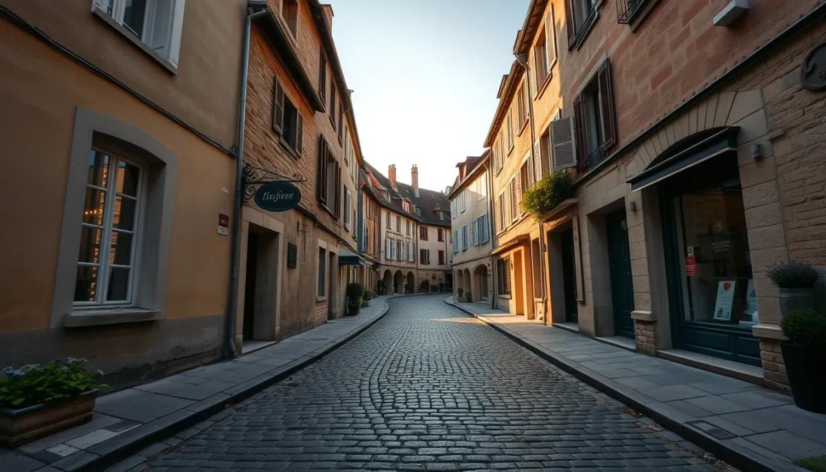 Rue pittoresque du Mans avec des bâtiments anciens, évoquant le choix d'une voyante locale en Sarthe