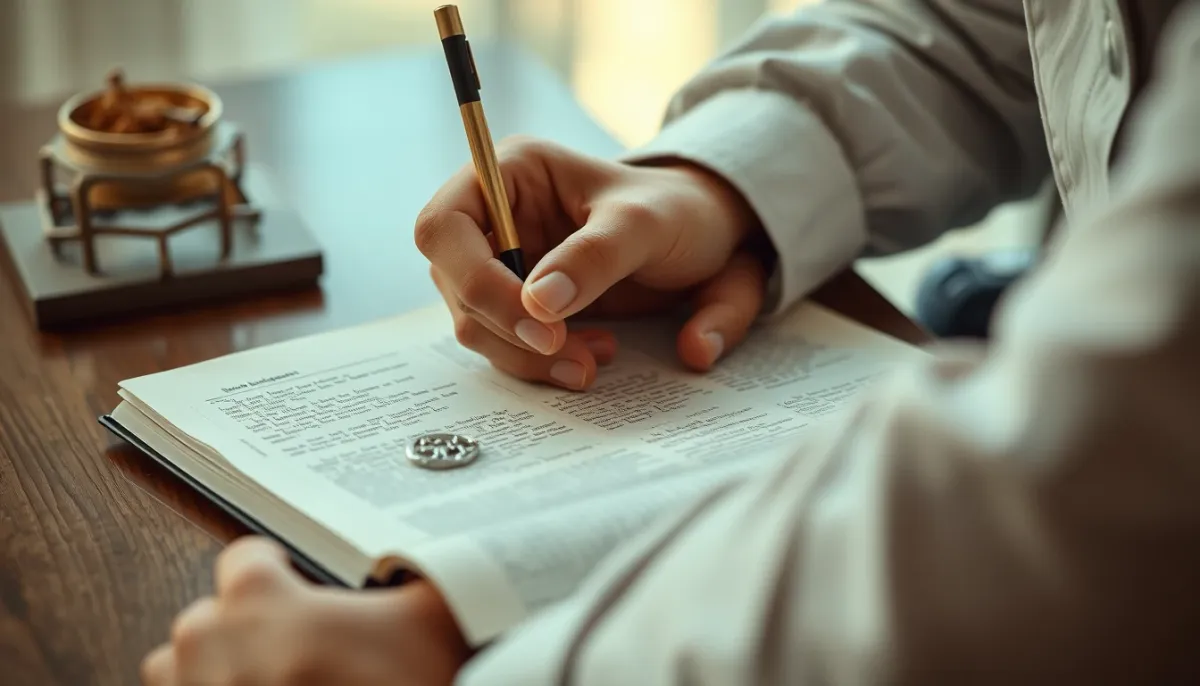 Une personne prenant des notes sur l'astrologie dans un journal