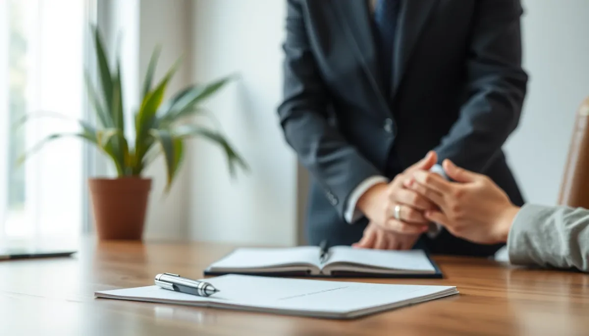 Bureau de consultation avec carnet et stylo, ambiance professionnelle