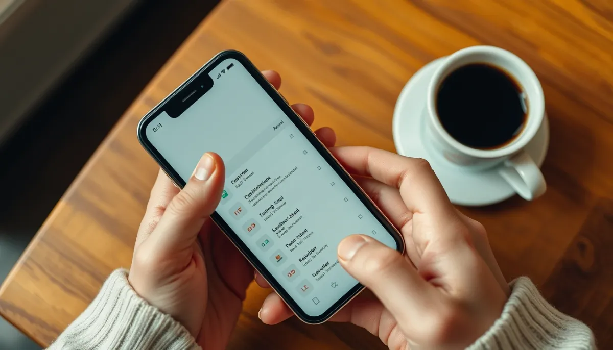 Mains tenant un smartphone avec un calendrier chargé de rendez-vous, symbolisant la consultation excessive