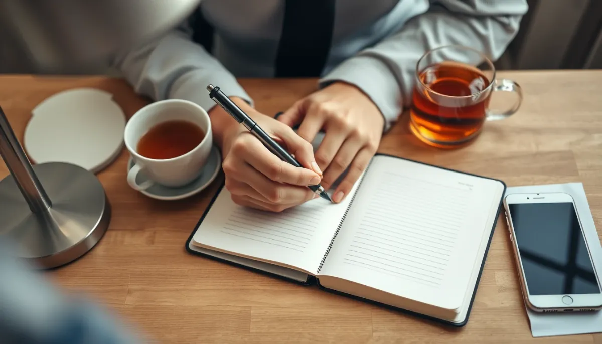 Personne prenant des notes pour préparer sa consultation